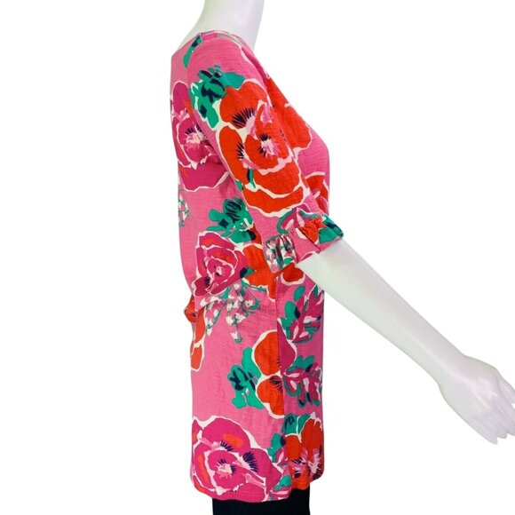Lilly Pulitzer Womens Somerset T Shirt Dress Ruffle Sleeve Pink Floral Size S - Picture 6 of 12